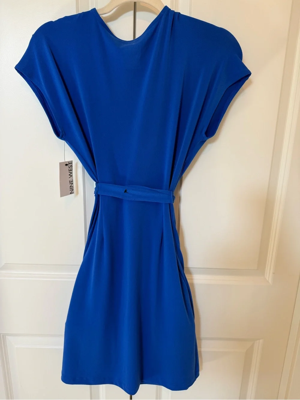 Nine West Royal Blue Wrap-Front Tie Dress